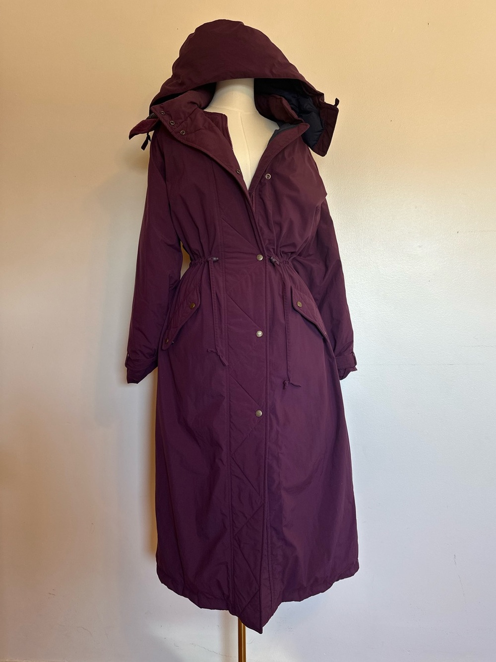 Vintage 90s L.L. Bean Plum Full Length Goose Down Parka Coat Gorpcore Size M